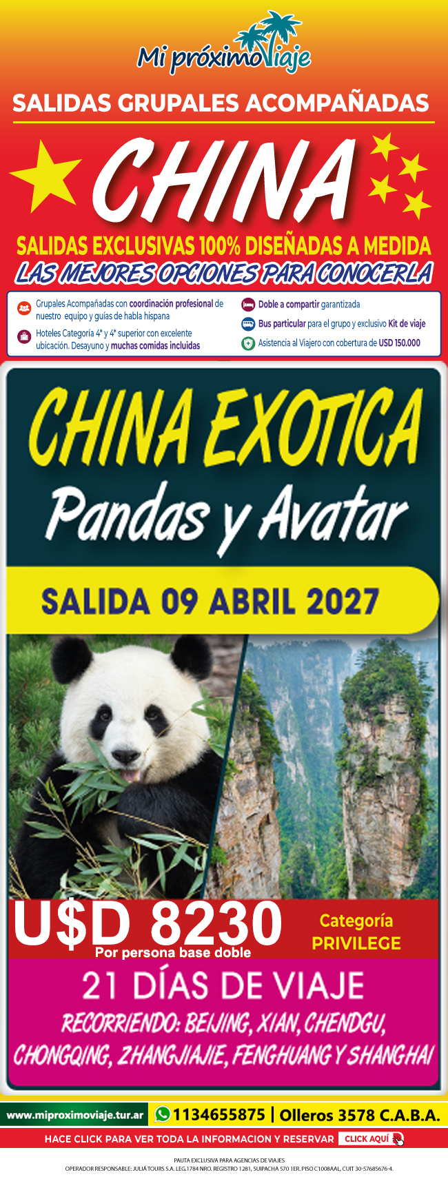 SALIDAS GRUPALES ACOMPAÑADAS a CHINA 2027 - CHINA EXOTICA 09 ABRIL